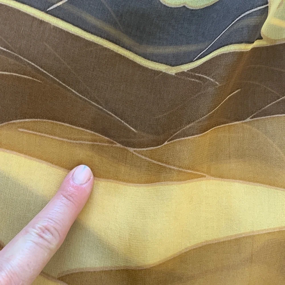 Halston brown and yellow buttercup silk scarf